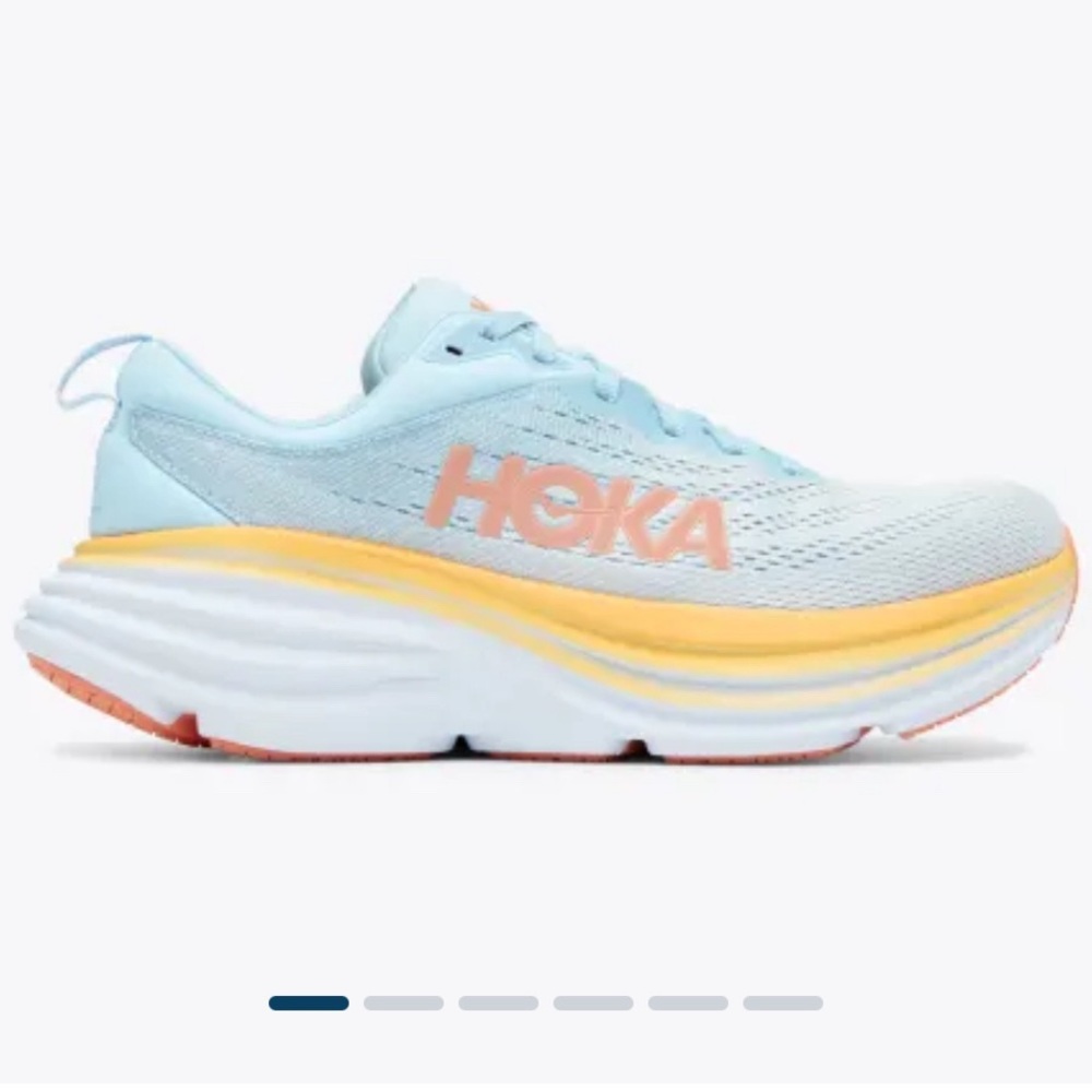 Hoka Bondi 8 Running Shoes | 6.5 | HOKA ONE ONE | Blue Fog Blue Grass | E/VGUC